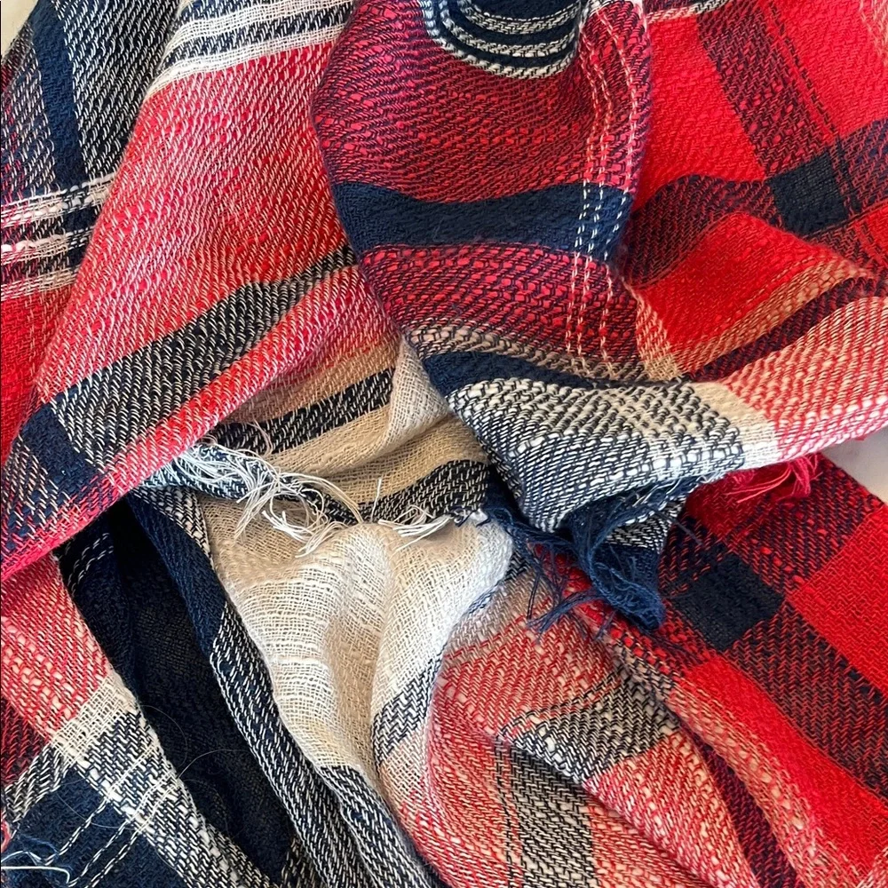 Plaid Infinity Scarf in Red, Blue, and White
